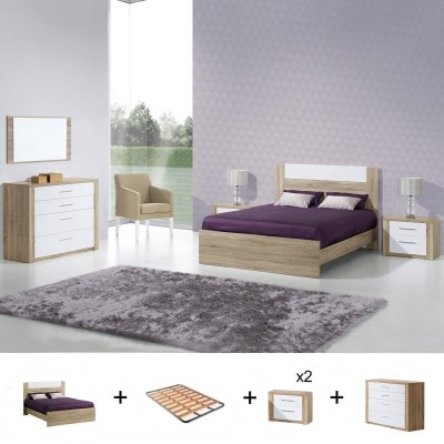 Pack Dormitorio Completo Paris c/ Cómoda + Somier (195x140cm)