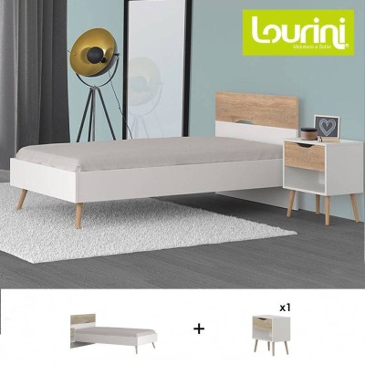 Pack Dormitorio Completo Faro c/ 1 Mesita de Noche + Somier (190x90cm)