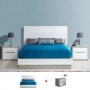 Pack Dormitorio Completo Viena c/ 2 Mesitas de Noche (Gris/Blanco) + Somier (200x150cm)