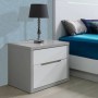 Pack Dormitorio Completo Viena c/ 2 Mesitas de Noche (Gris/Blanco) + Somier (200x150cm)