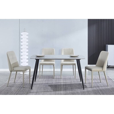 Pack Mesa de Comedor Sander + 4 Sillas Rowena (Blanca)