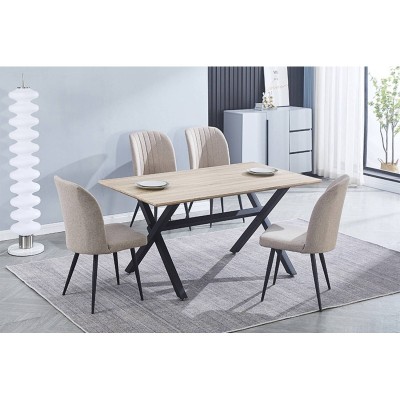 Pack Mesa Comedor Royce + 4 Sillas Rory (Beige)