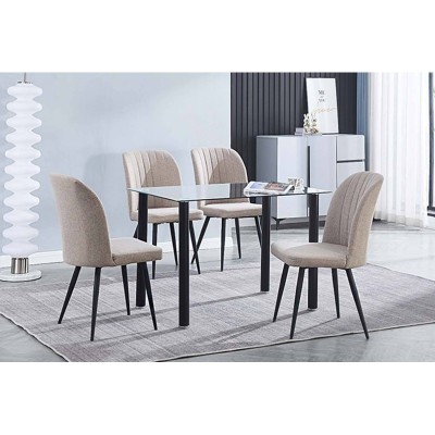 Pack Mesa Comedor Yuri + 4 Sillas Rory (Beige)