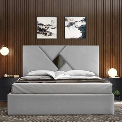 Pack Cama Melike (Terciopelo Gris) + Somier (200x160cm)