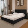 Pack Cama Cuadrados 190x140 Negra + Somier