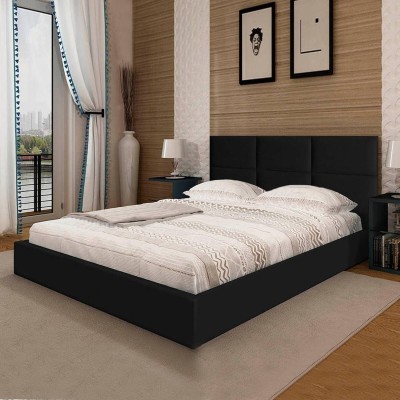 Pack Cama Cuadrados 200x160 Negra + Somier